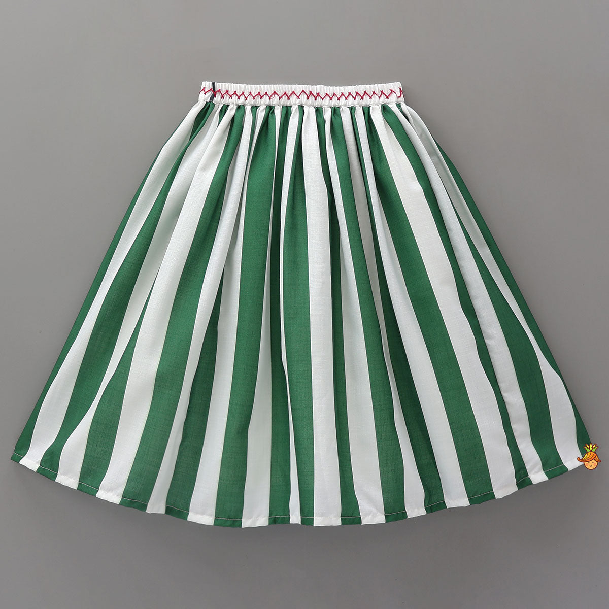 Applique Work Striped Crop Top And Lehenga