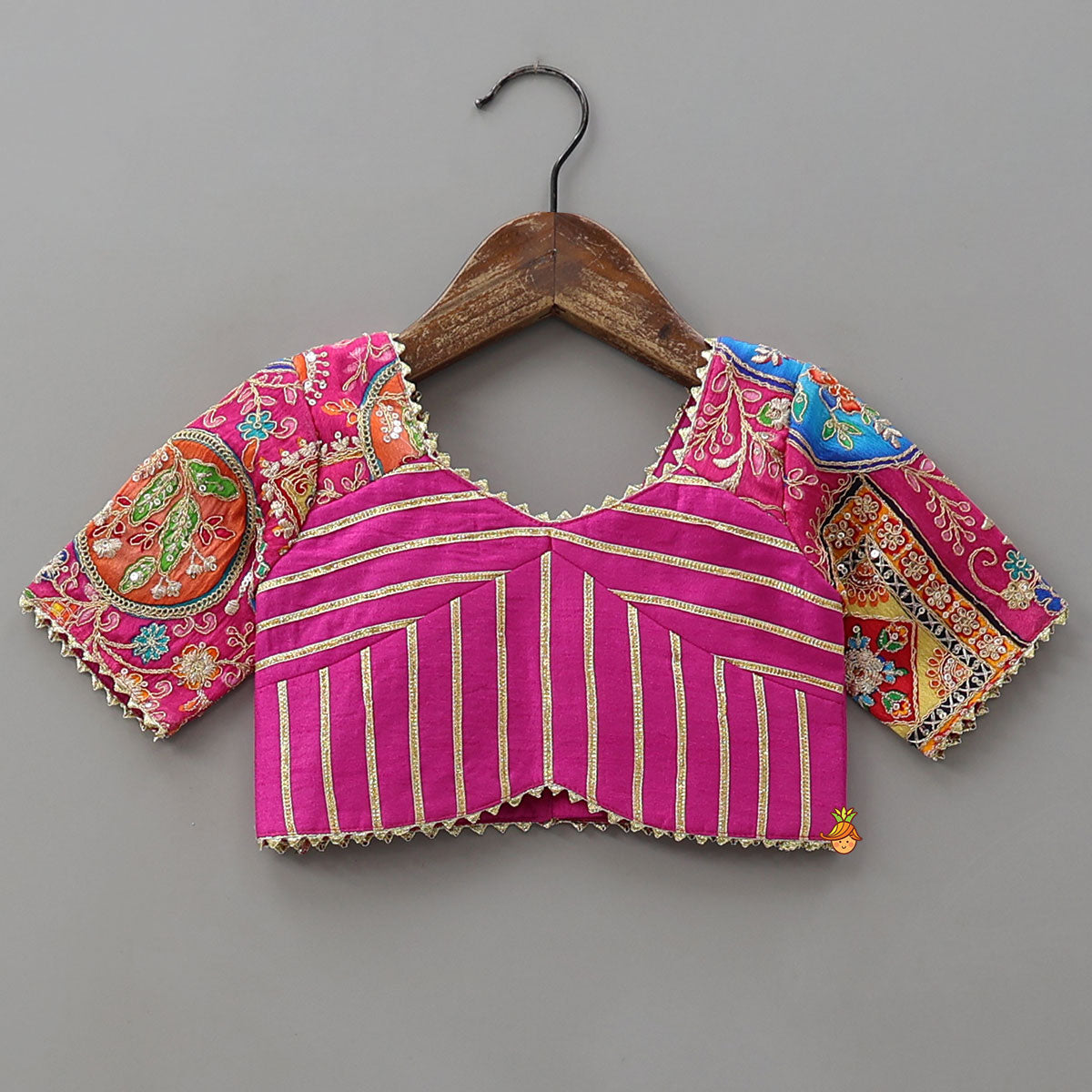 Printed And Embroidered Crop Top With Lehenga And Dupatta