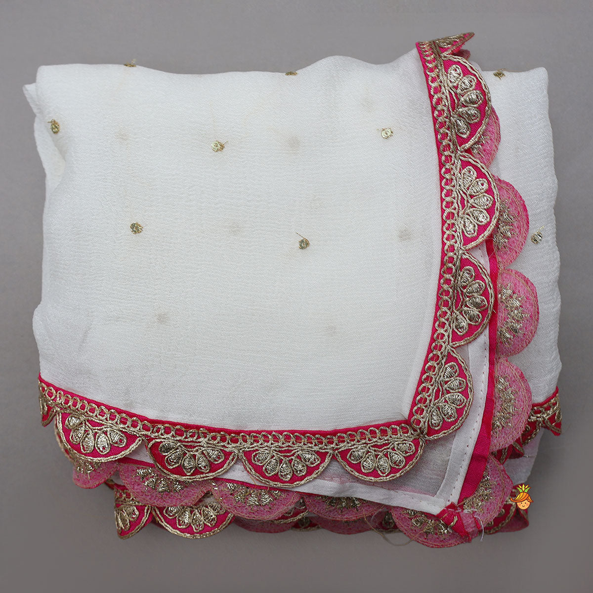Strappy Crop Top And Mirror Work Lehenga With Dupatta