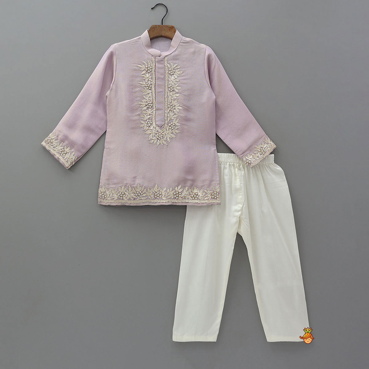 Pre Order: Floral Embroidered Kurta With Pyjama