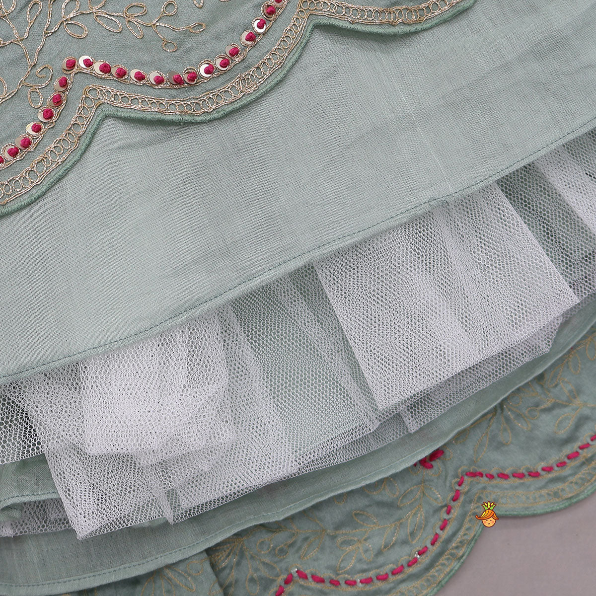 Pre Order: Halter Neck Crop Top And Scalloped Lehenga