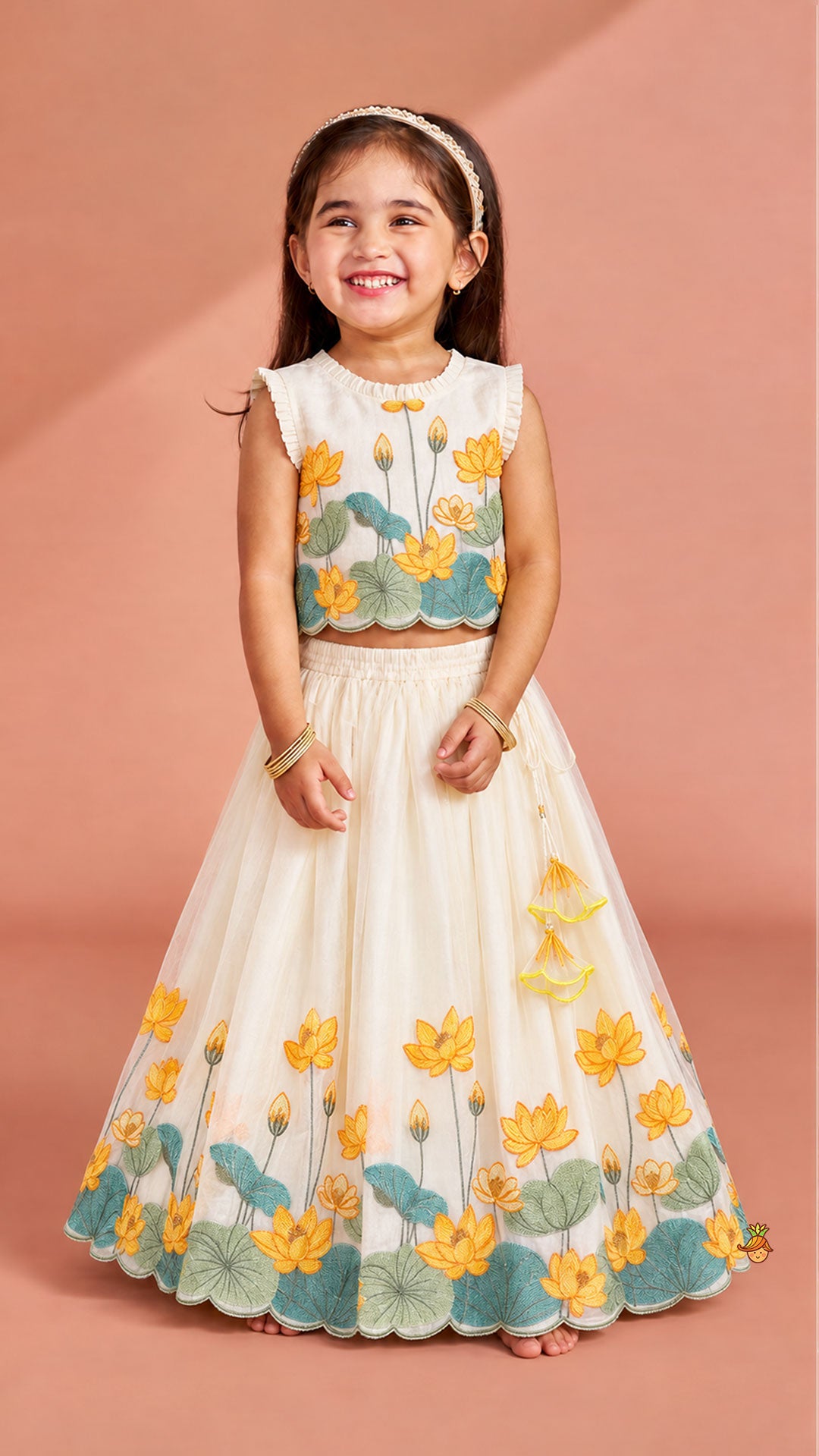 Pre Order: Blooming Floral Embroidered Top And Lehenga