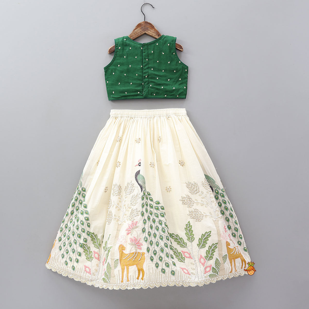Booti Embroidered Crop Top And Lehenga