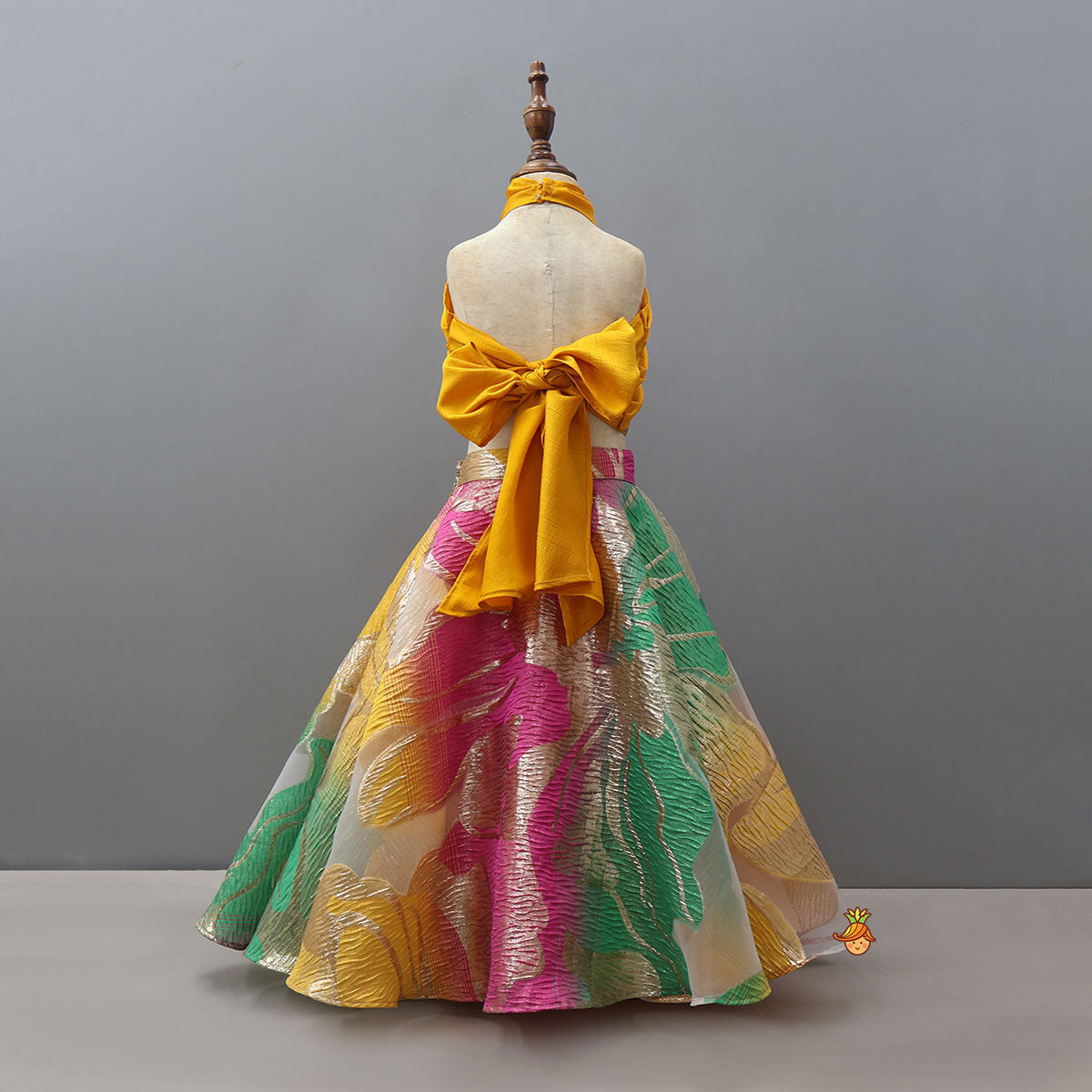 Pre Order: Open Back Halter Neck Style Crop Top And Lehenga