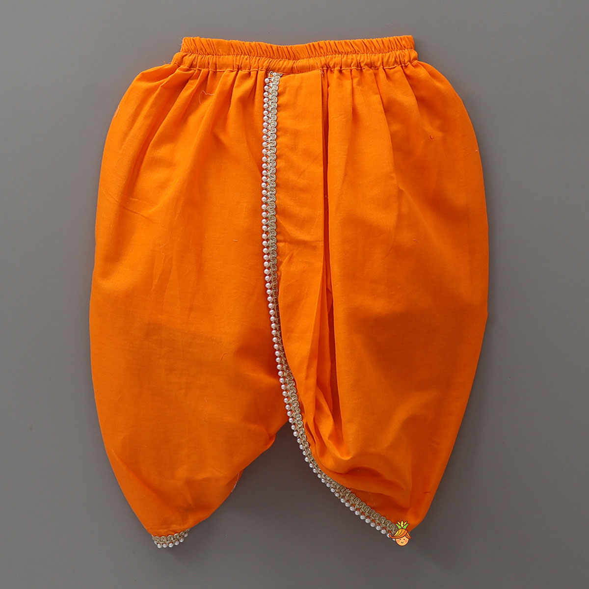Pre Order: Festive Dhoti Set With Matching Stole And Waist Belt With Headband