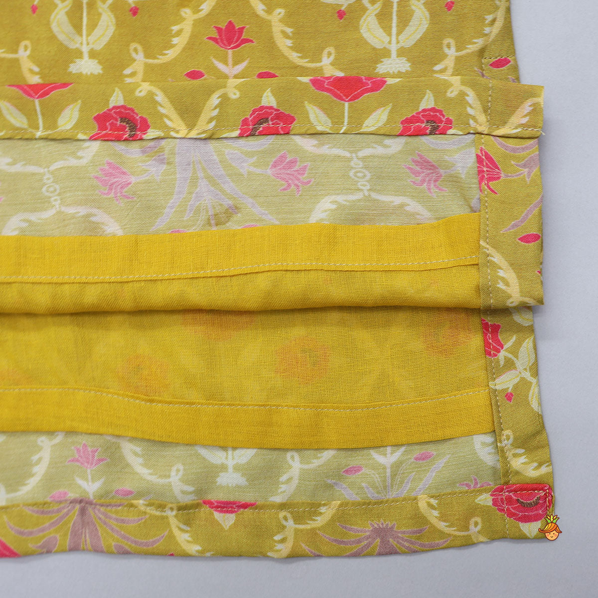 Fabric Flowers Embellished Kurti And Farshi Salwar With Dupatta