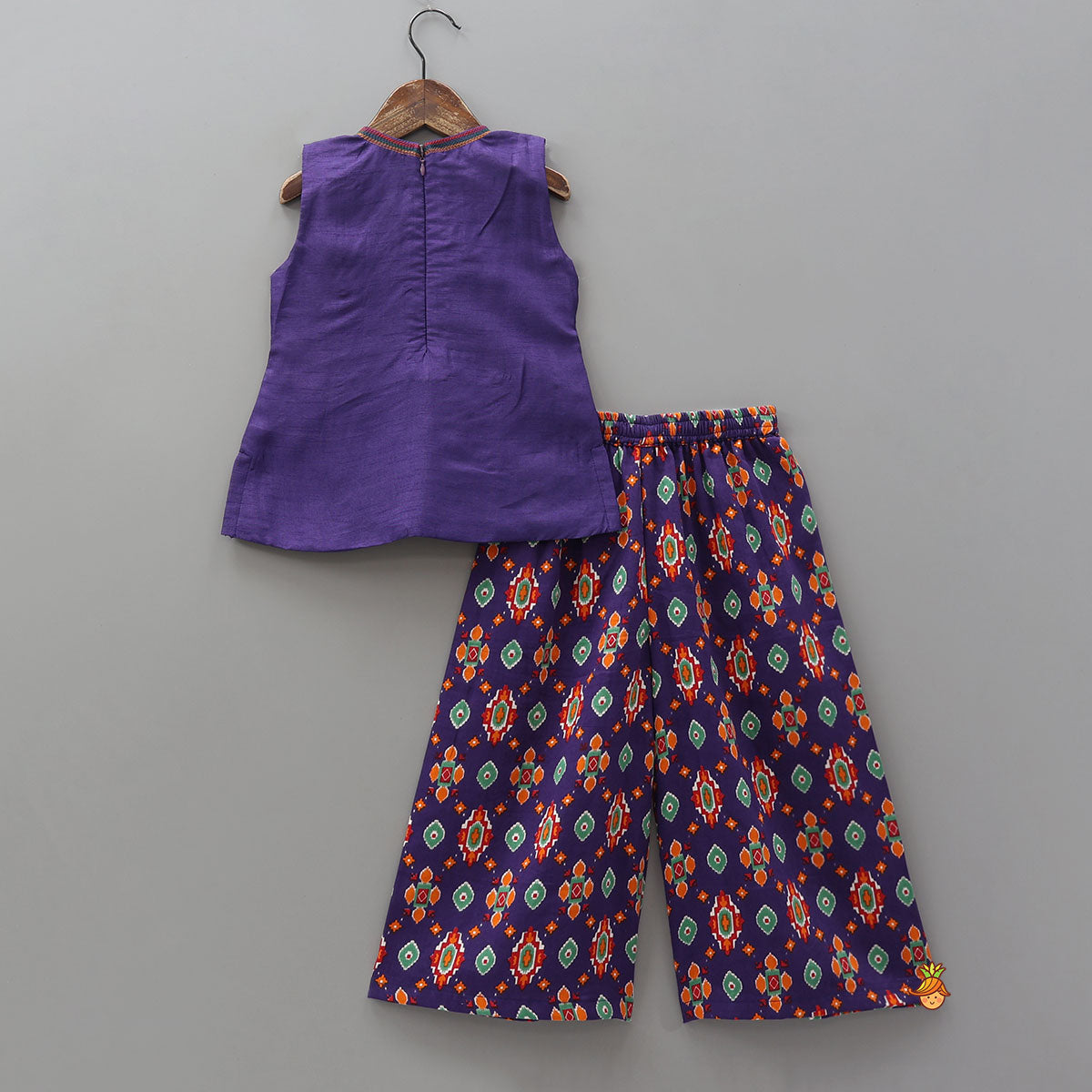 Colourful Fringes Work Kurti And Printed Palazzo