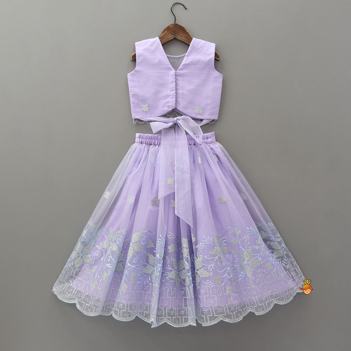 Pre Order: Gorgeous Organza Top And Lehenga With Tassels Detailing