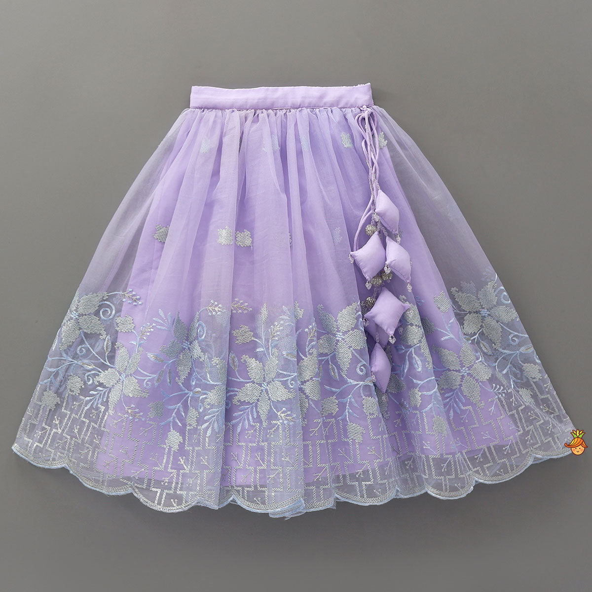 Pre Order: Gorgeous Organza Top And Lehenga With Tassels Detailing