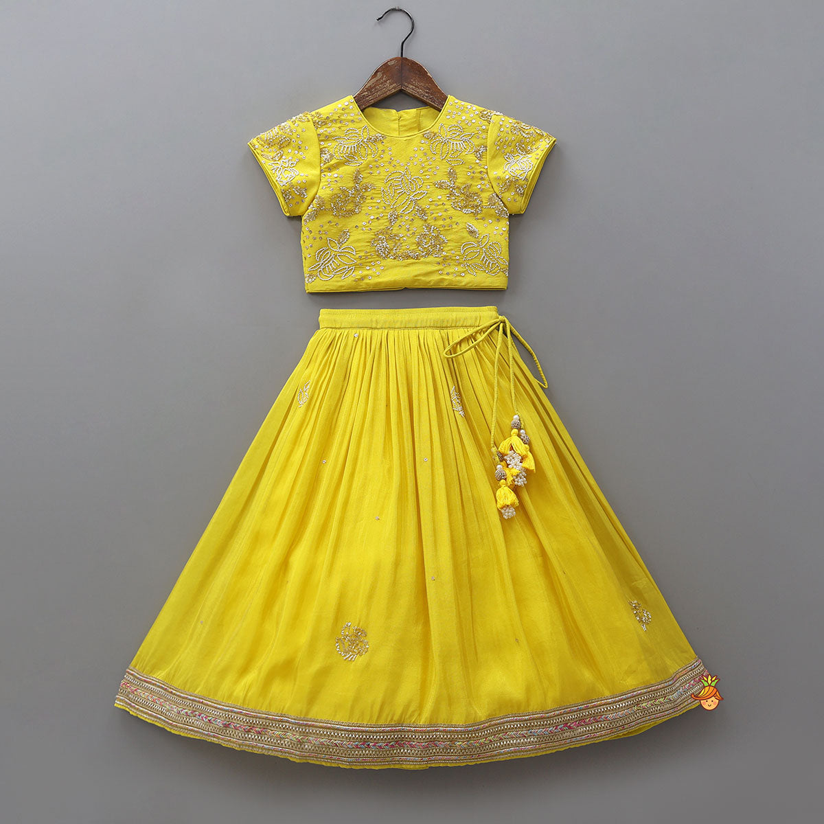 Pre Order: Sequins Embroidered Crop Top And Shimmery Lehenga