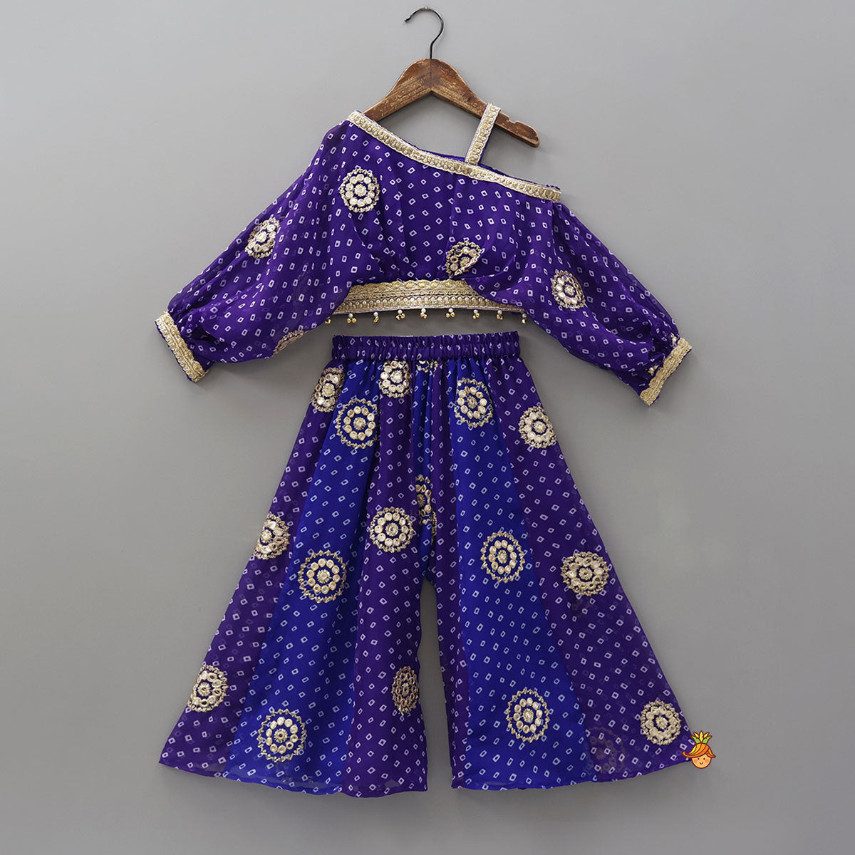Pre Order: Bandhani Printed Georgette Top And Matching Palazzo