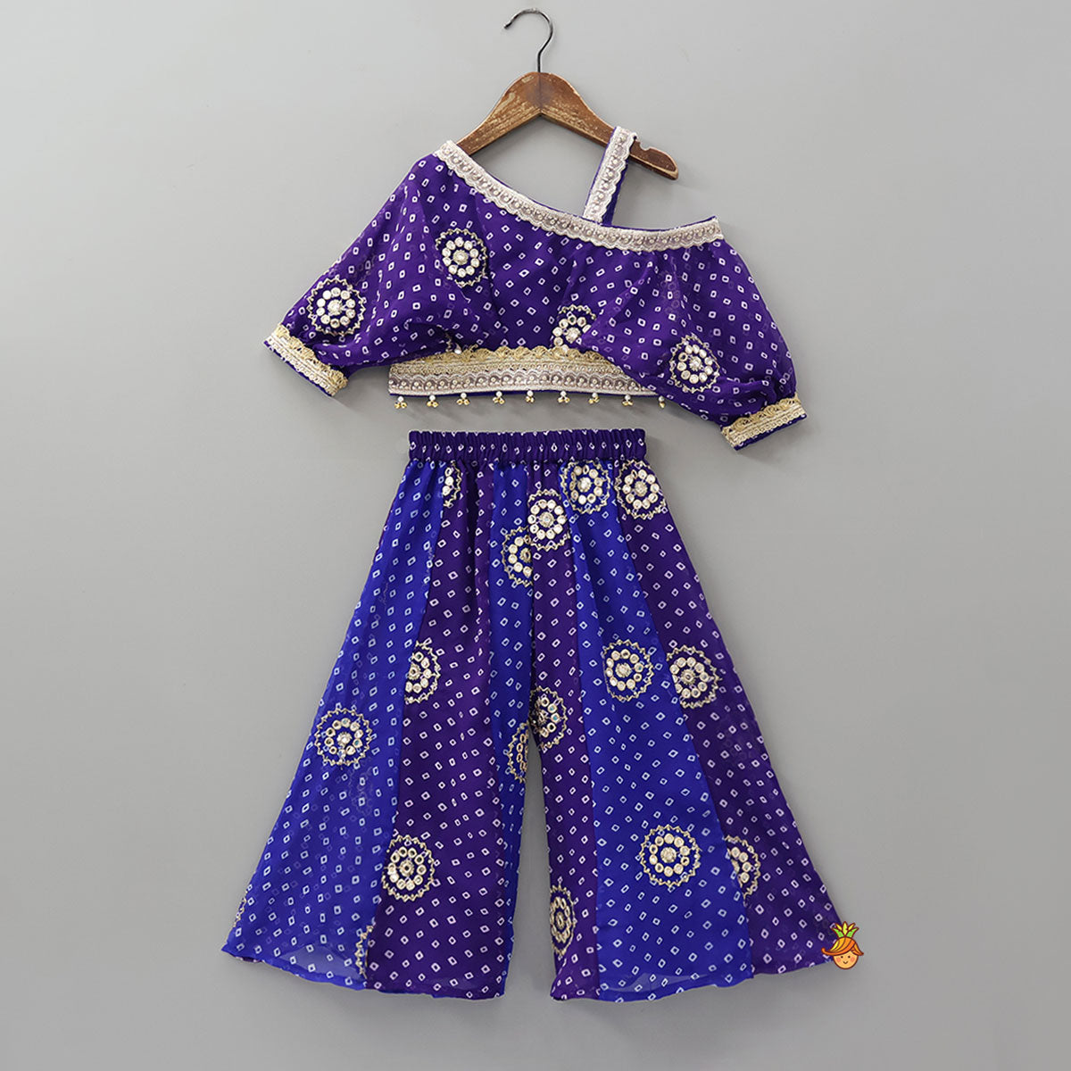 Pre Order: Bandhani Printed Georgette Top And Matching Palazzo