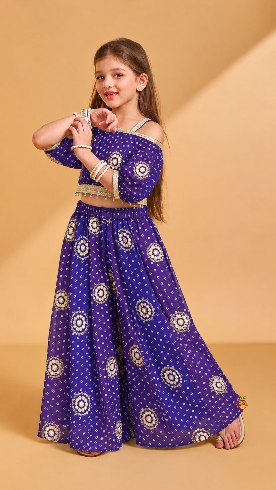 Pre Order: Bandhani Printed Georgette Top And Matching Palazzo