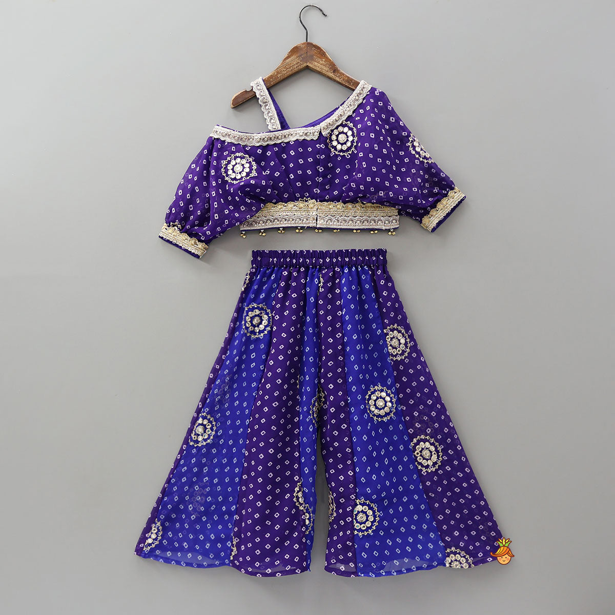 Pre Order: Bandhani Printed Georgette Top And Matching Palazzo