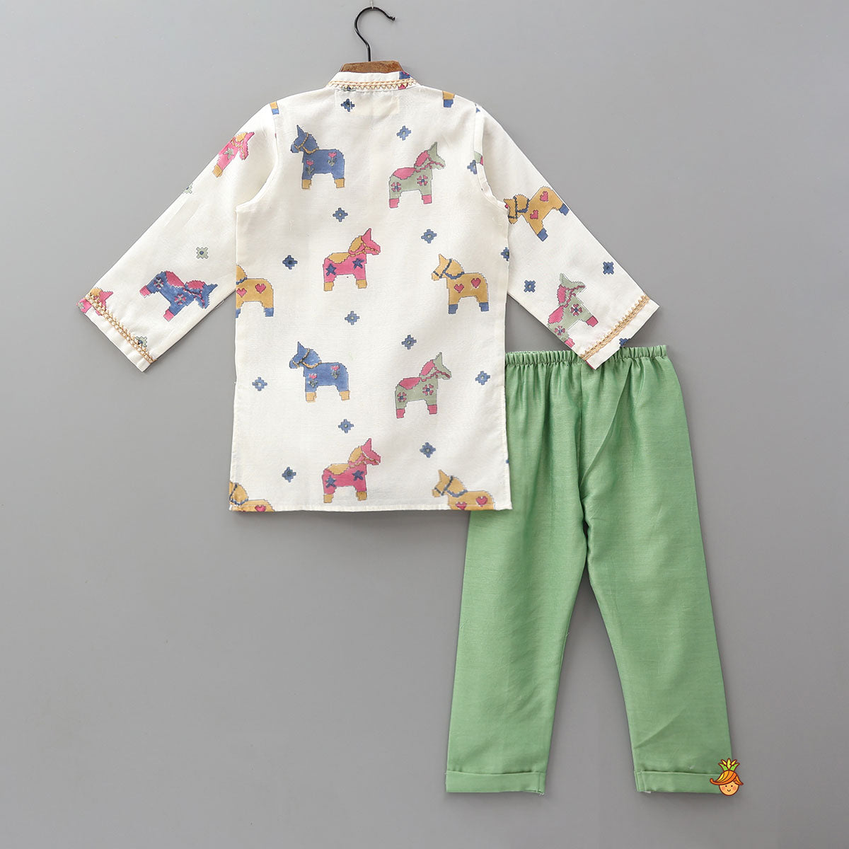 Chanderi Hand Block Print Kurta With Pyjama