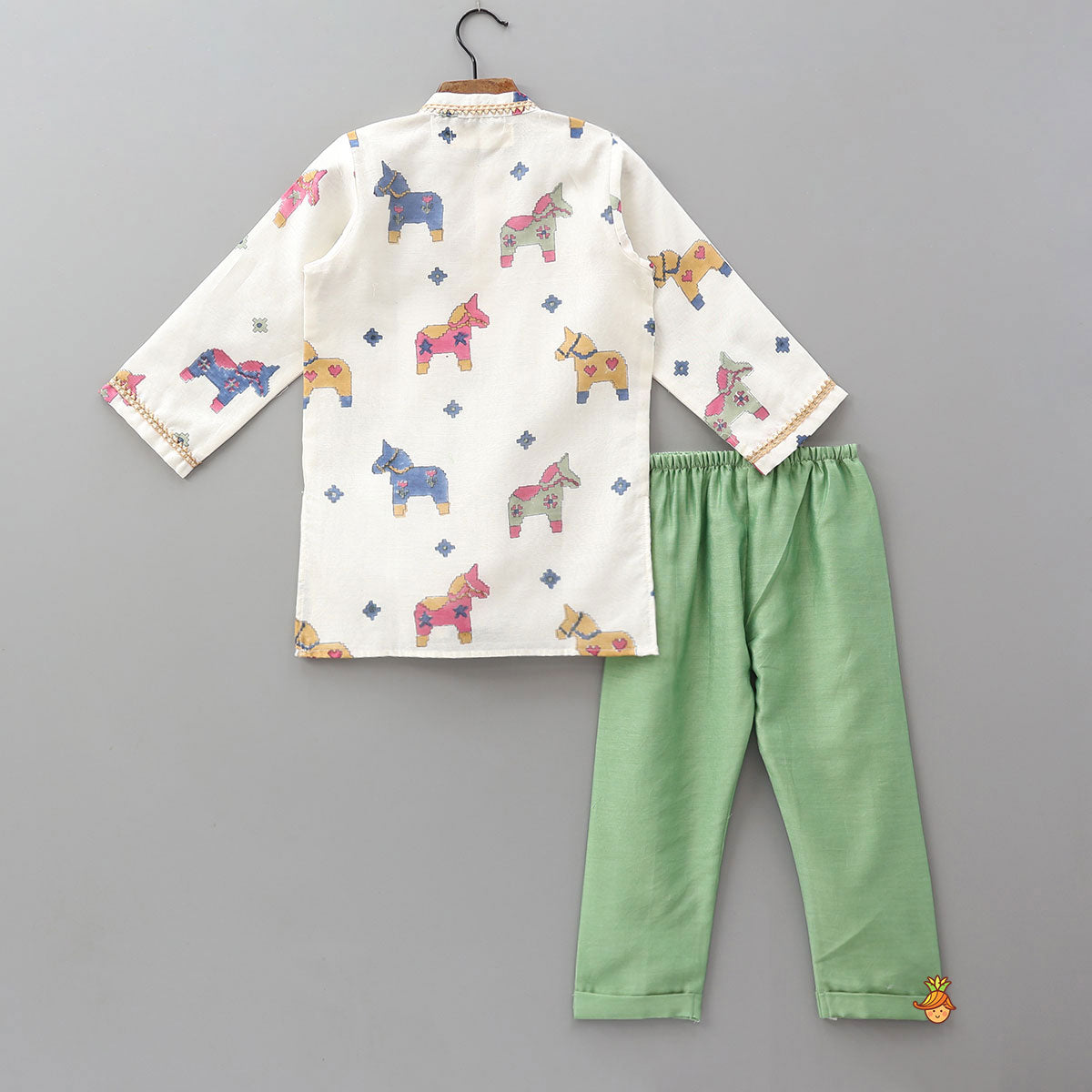 Chanderi Hand Block Print Kurta With Pyjama