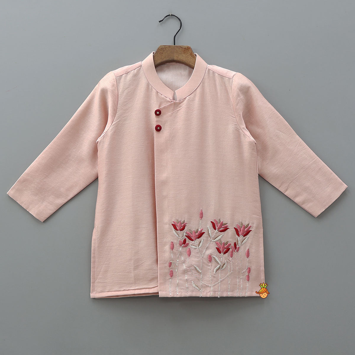 Pre Order: Charming Floral Embroidered Kurta And Dhoti