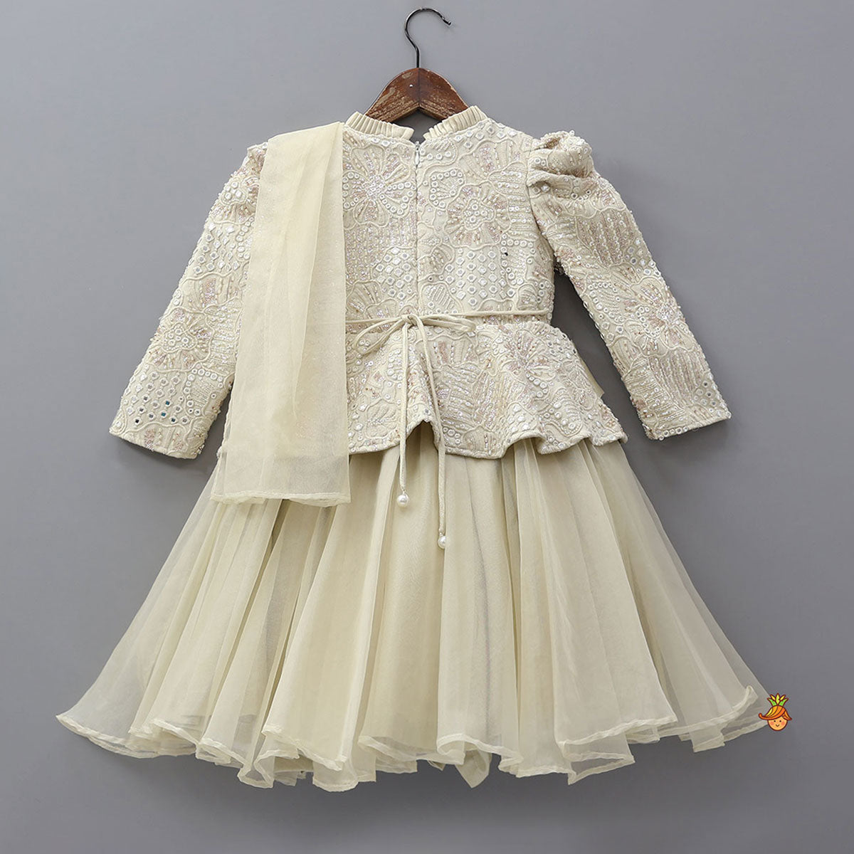 Pre Order: Heavy Embroidered Kurti With Attached Organza Dupatta