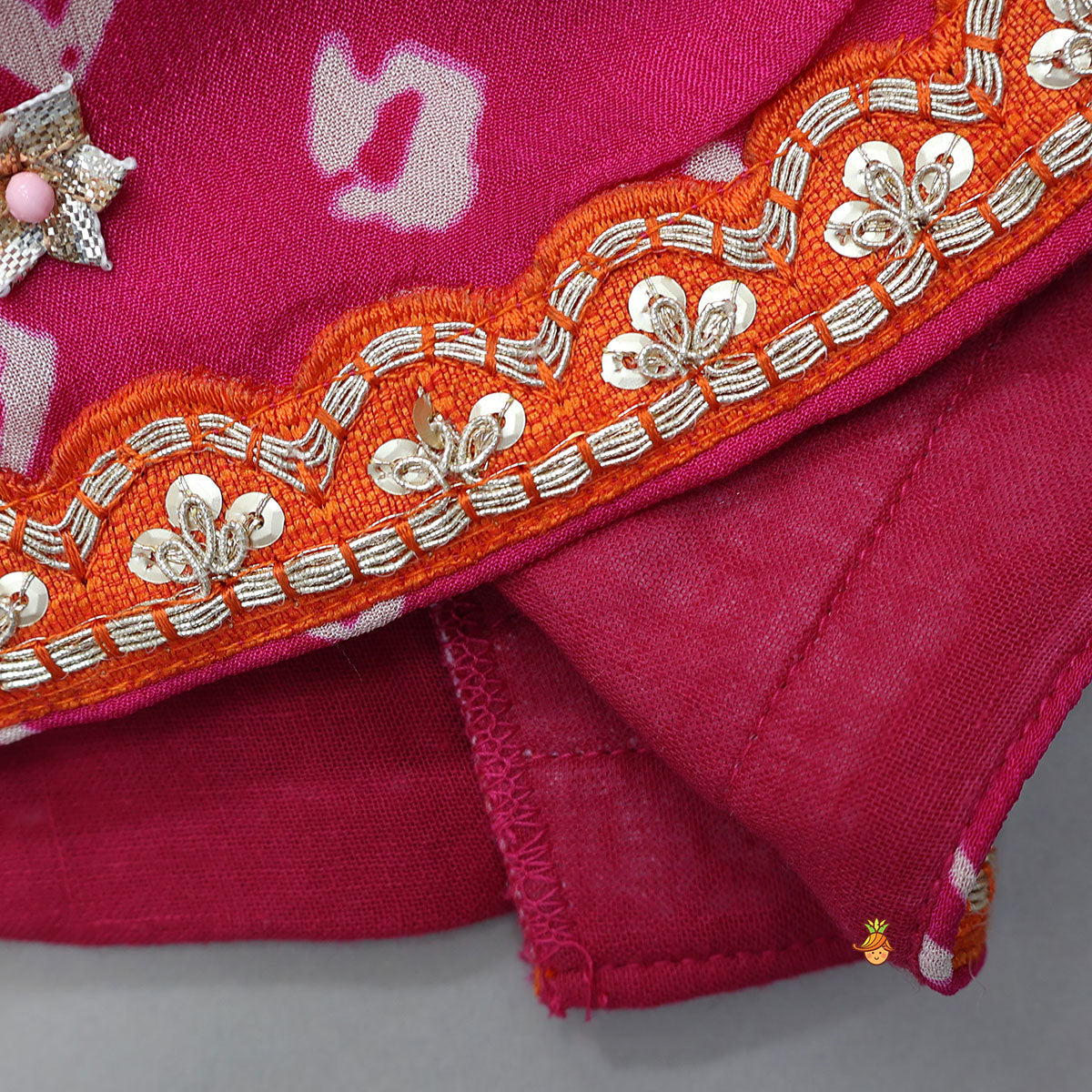 Pre Order: Criss-Cross Knot Tie-Up Crop Top And Lehenga With Sheen Dupatta