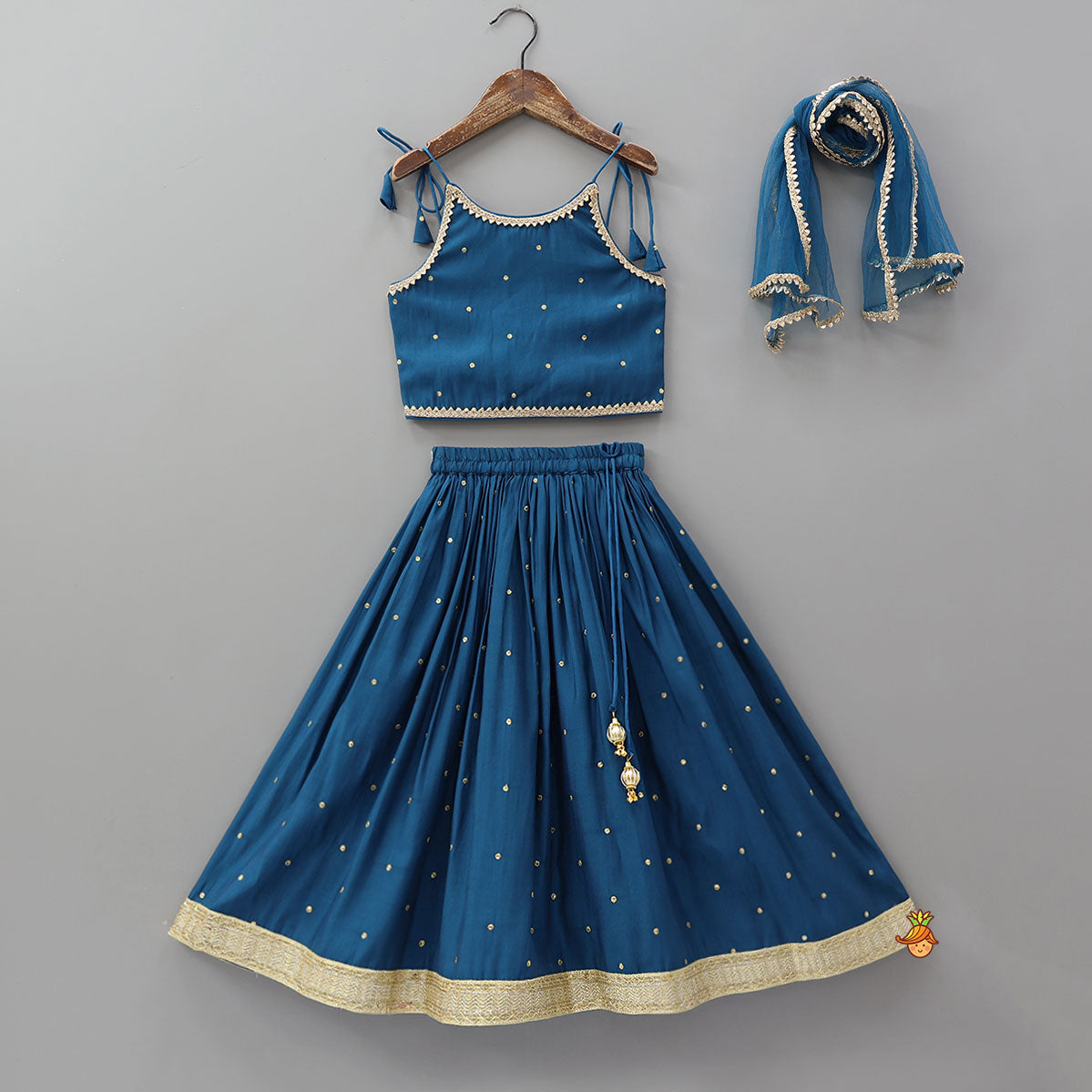 Strappy Stylish Top With Lehenga And Dupatta