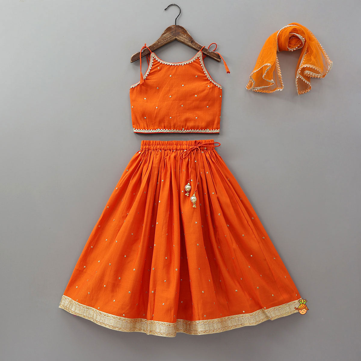 Strappy Ethnic Top With Lehenga And Dupatta