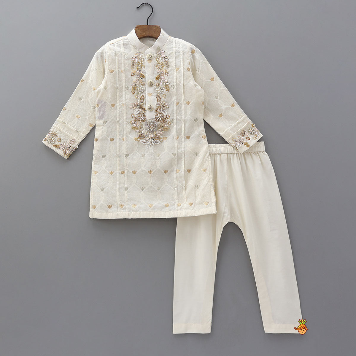 Pre Order: Intricate Cut Dana And Sequin Embroidered Kurta With Pyjama