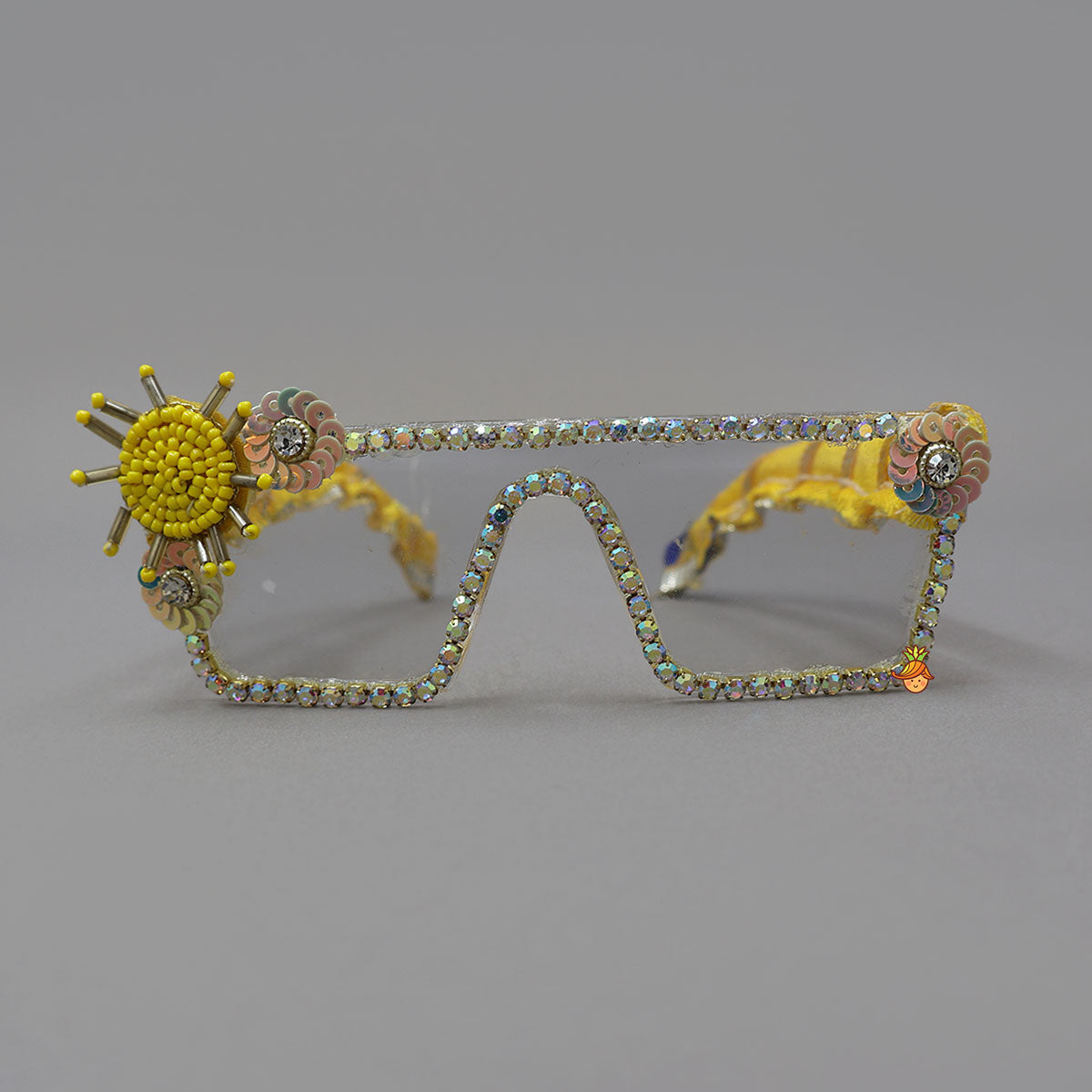 Rhinestones Embellished Sunglasses With Beaded Motif For Up To 8 Years