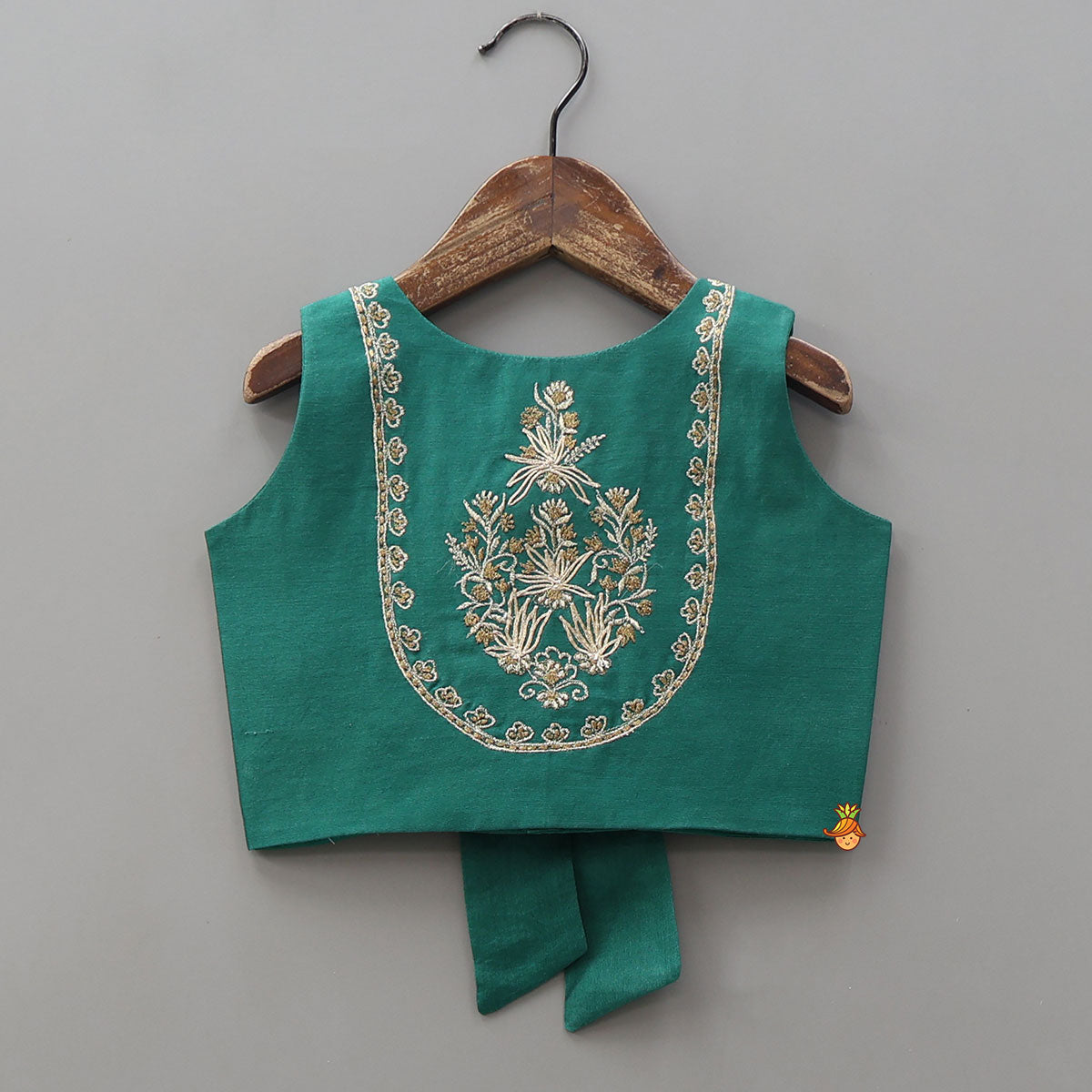 Pre Order: Elegant Back Bow Detail Crop Top And Pleated Lehenga
