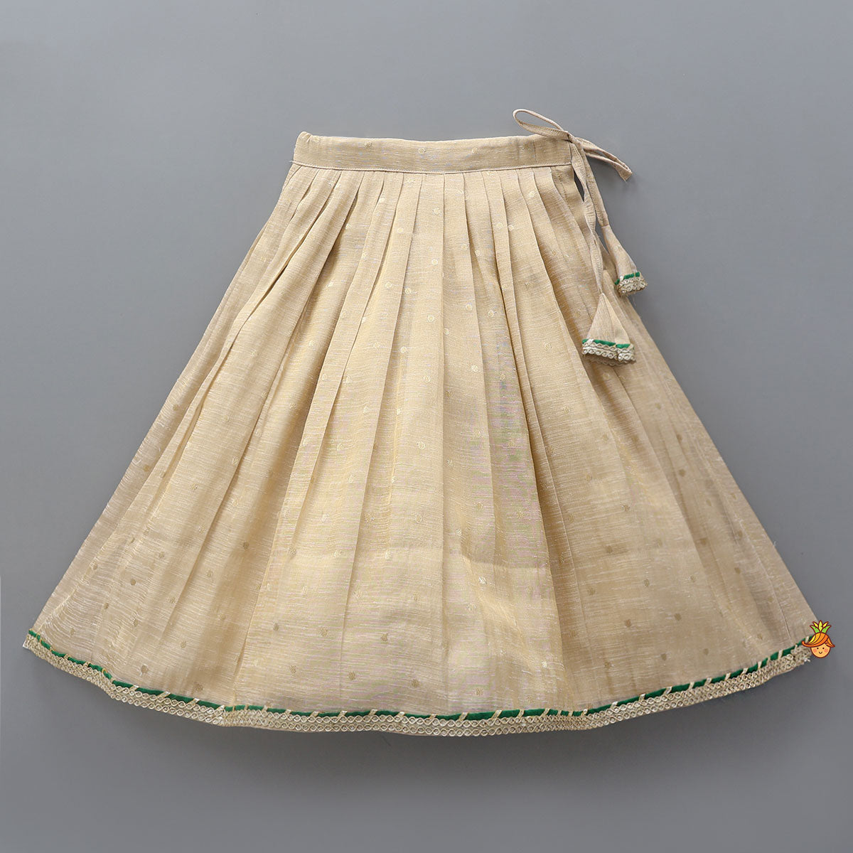Pre Order: Elegant Back Bow Detail Crop Top And Pleated Lehenga