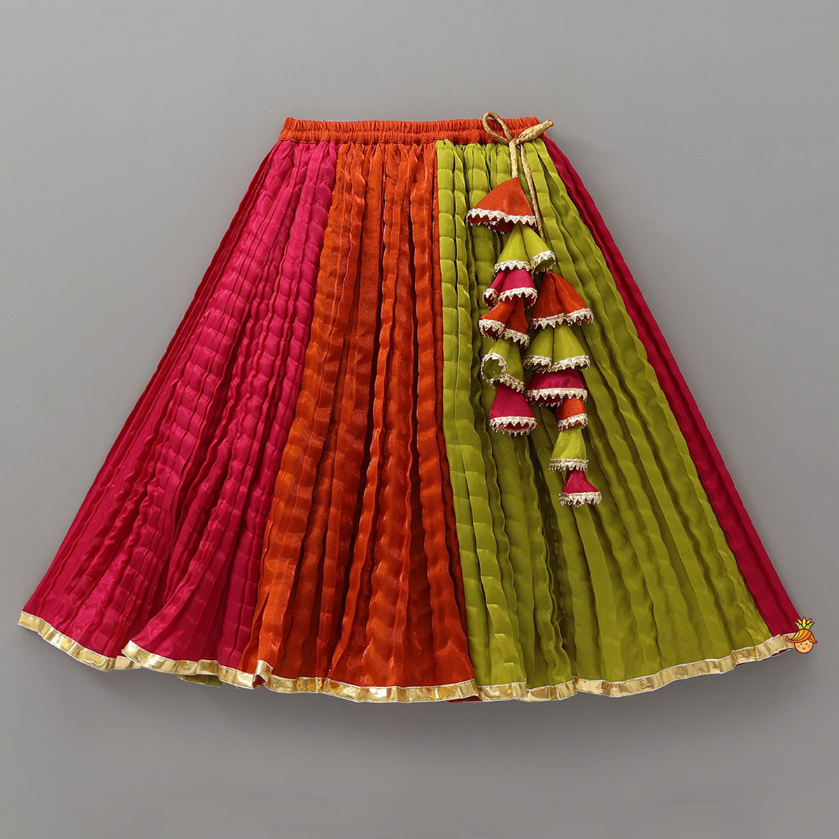 Pre Order: Sheen Finish Halter Neck Crop Top With Crushed Lehenga