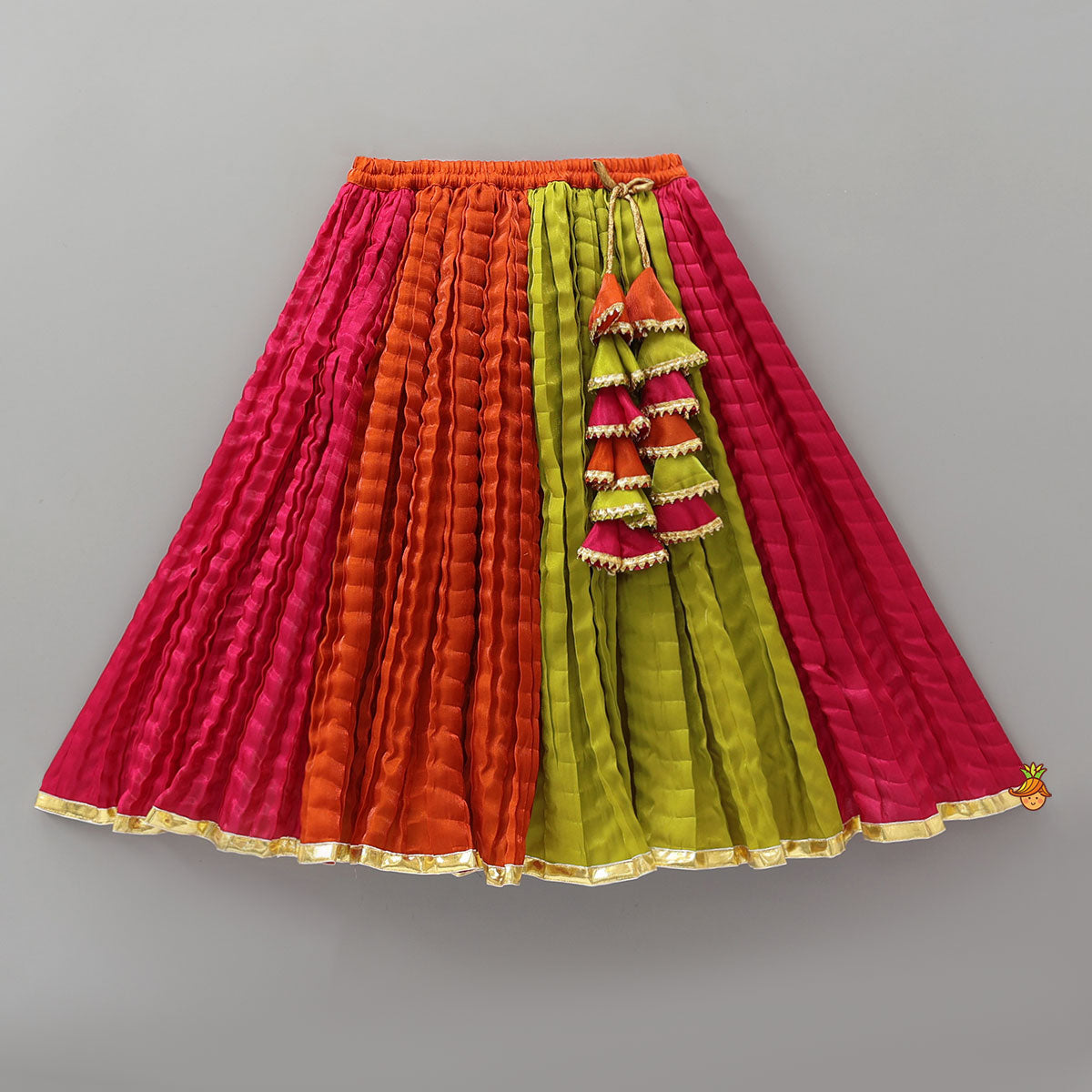 Pre Order: Sheen Finish Halter Neck Crop Top With Crushed Lehenga