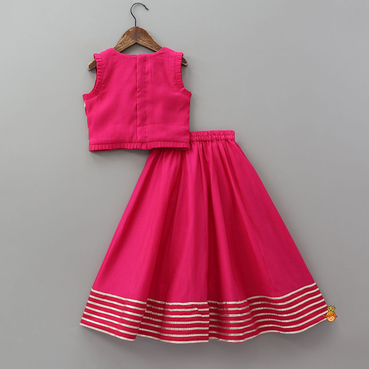 Gota Lace Enhanced Top And Lehenga With Matching Dupatta