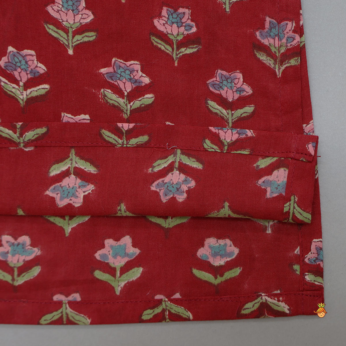 Pre Order: Floral Hand Block Printed Cotton Kurta With Pyjama
