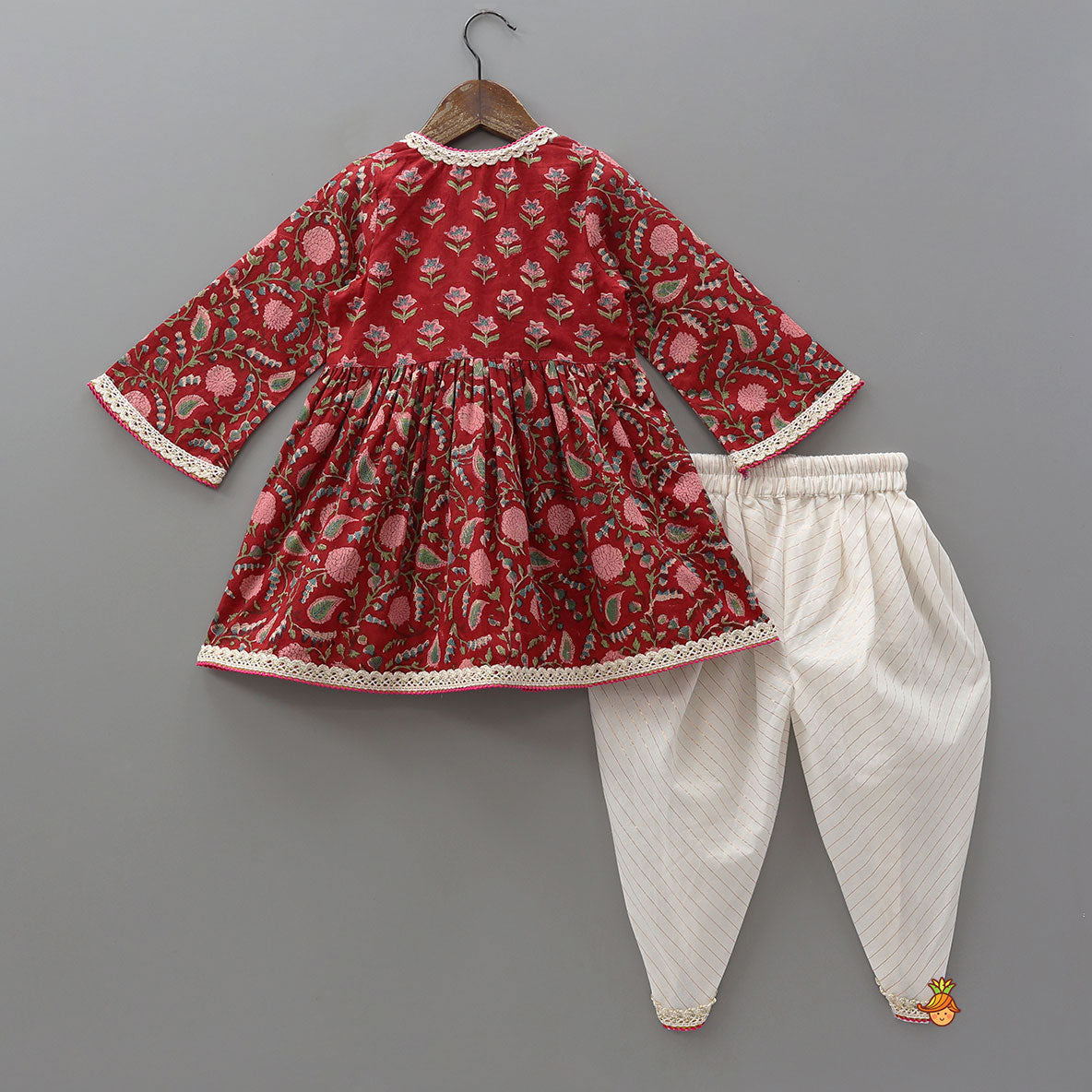 Pre Order: Elegant Floral Angarkha Kurti And Tulip Pant