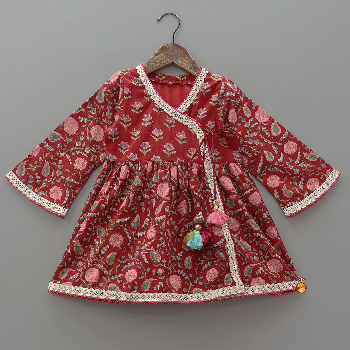 Pre Order: Elegant Floral Angarkha Kurti And Tulip Pant