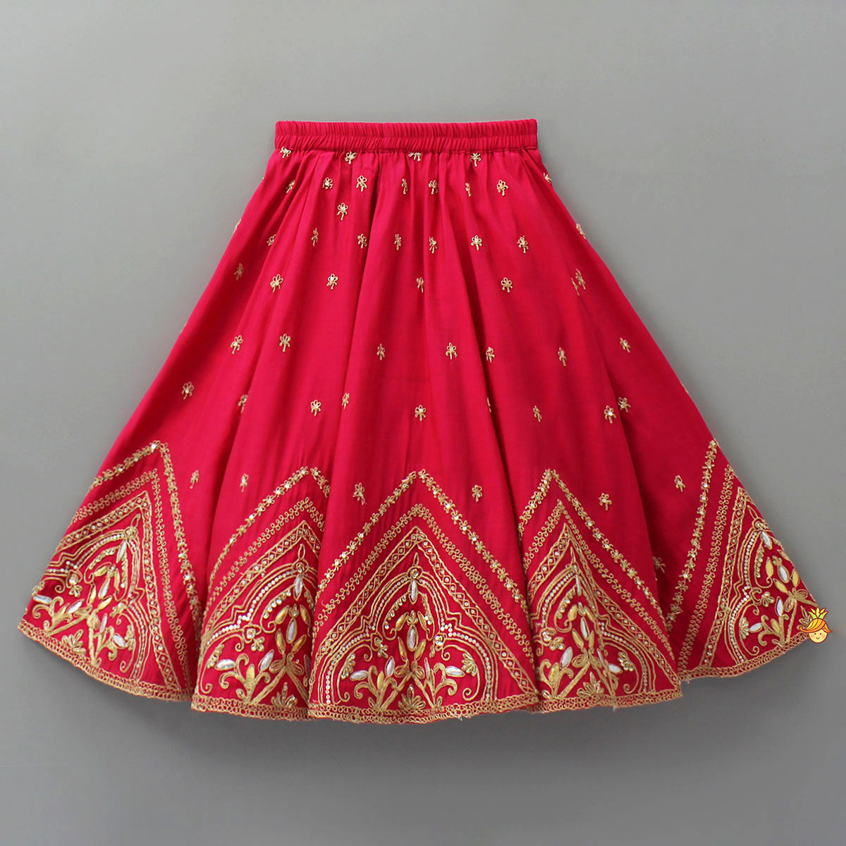 Pre Order: Zari Embroidered Ruffled Top With Flared Lehenga