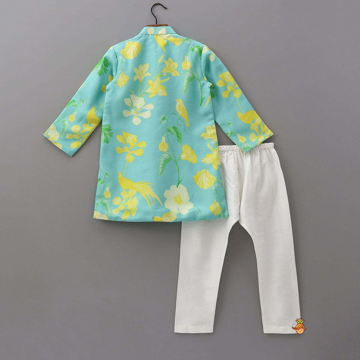 Vibrant Floral And Bird Printed Kurta With Pyjama