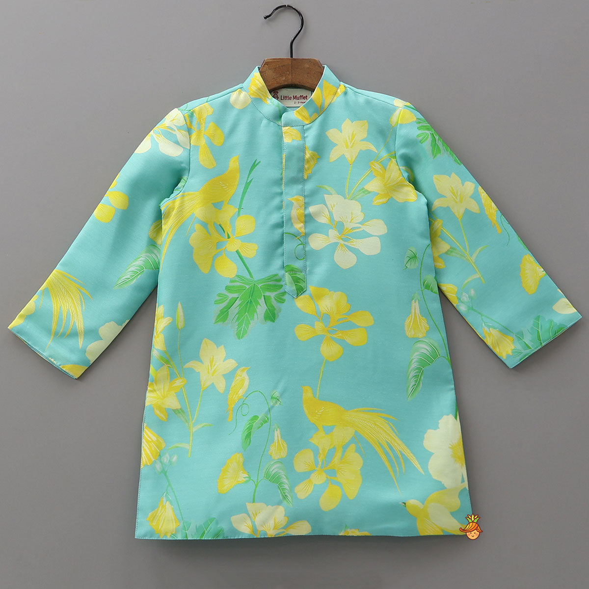 Vibrant Floral And Bird Printed Kurta With Pyjama