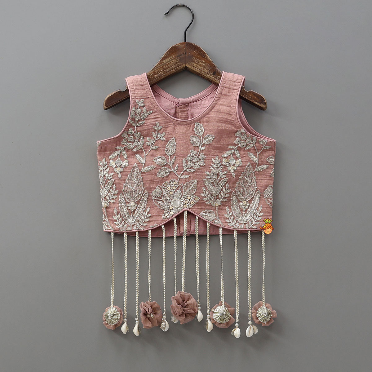 Pre Order: Statement Tassels Detailed Top With Cutwork Embroidered Lehenga