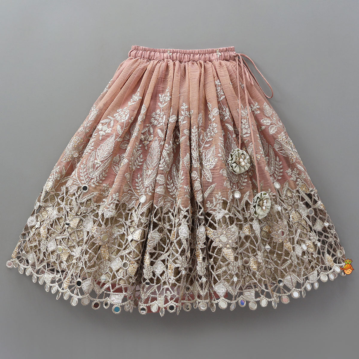 Pre Order: Statement Tassels Detailed Top With Cutwork Embroidered Lehenga