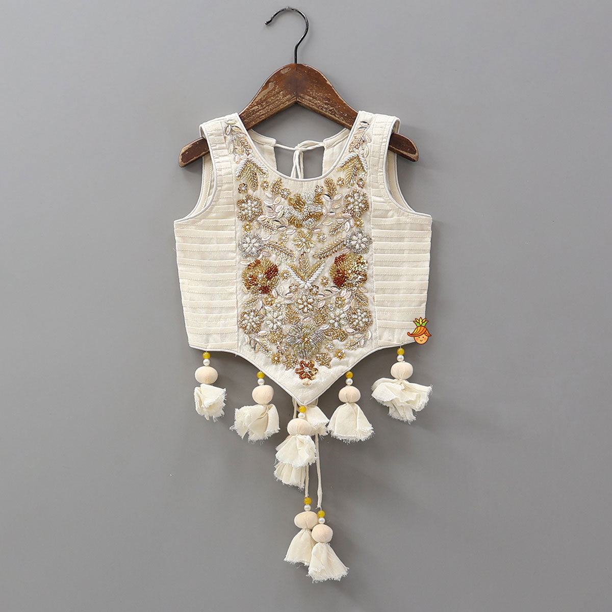 Pre Order: Stunning Tassel Detailed Floral Embroidery Top With Palazzo