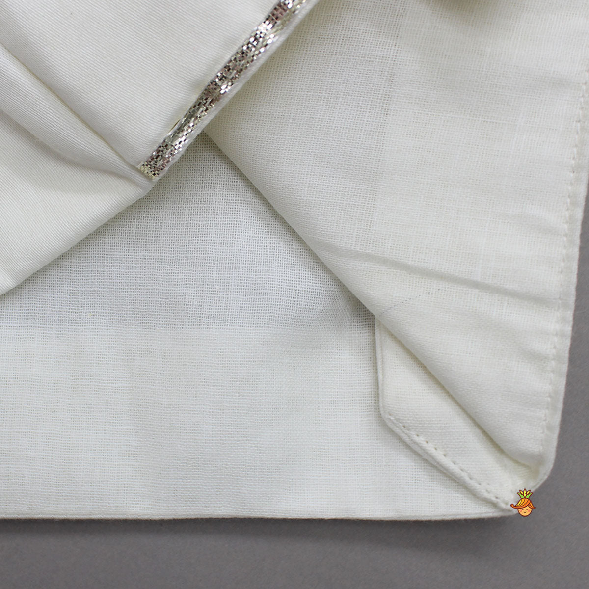 Pre Order: Ganesha Embroidered Angrakha Kurta With Striped Dhoti