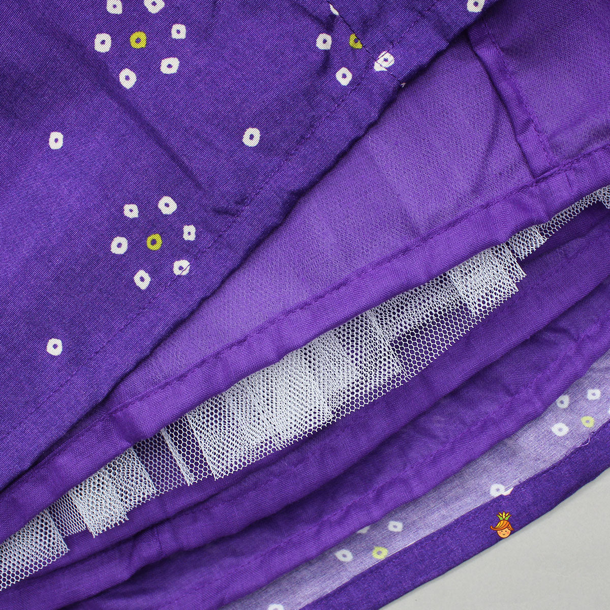 Pre Order: Bandhani Printed Embroidered Patchwork Top With Lehenga