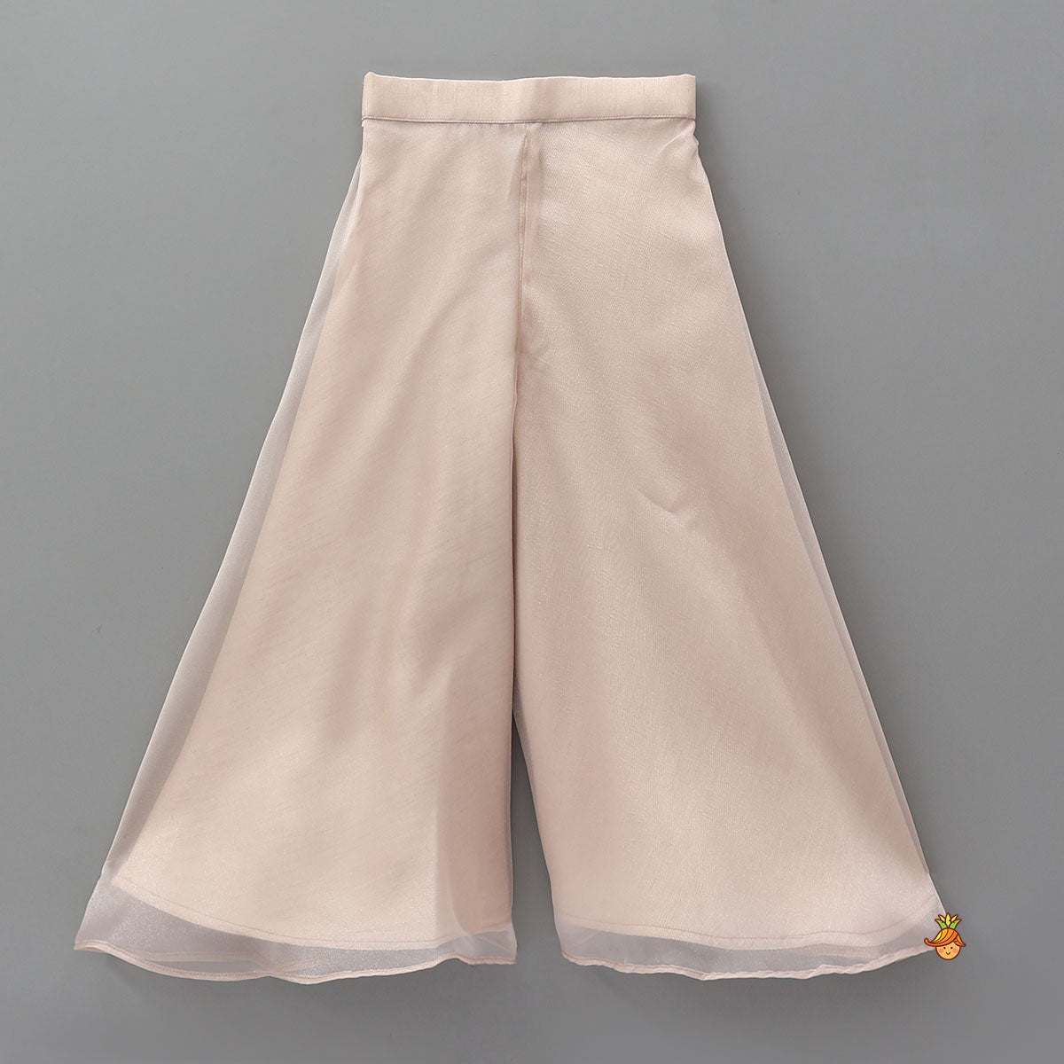 Pre Order: Round Neck Inner Top With Jacket Style Tie Up Shimmery Top And Palazzo