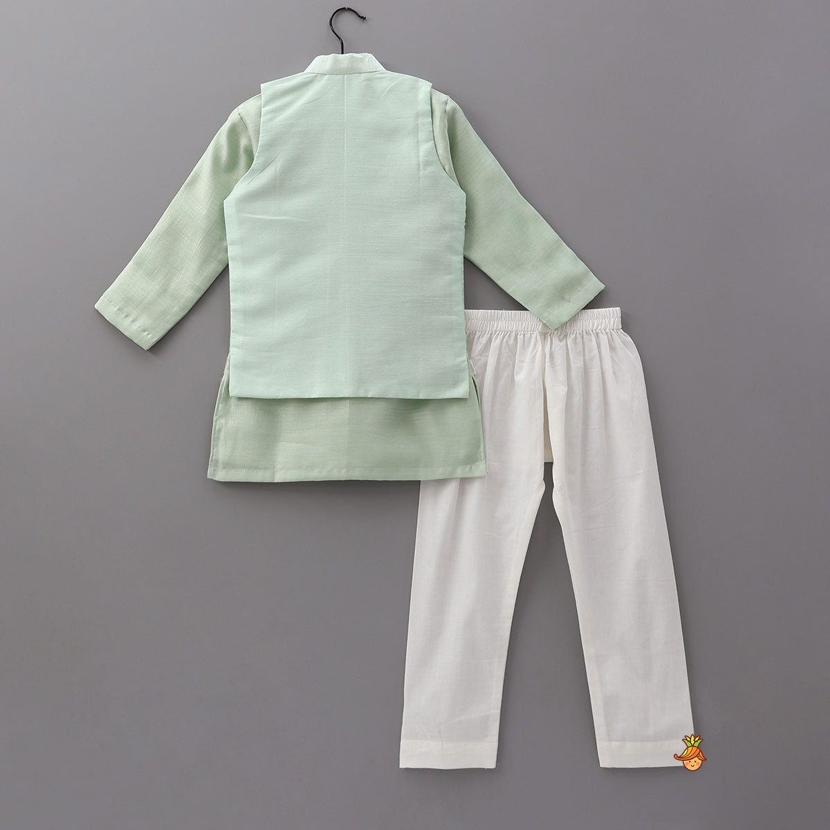 Pre Order: Kurta With Cute Car Motif Embroidered Jacket And Pyjama