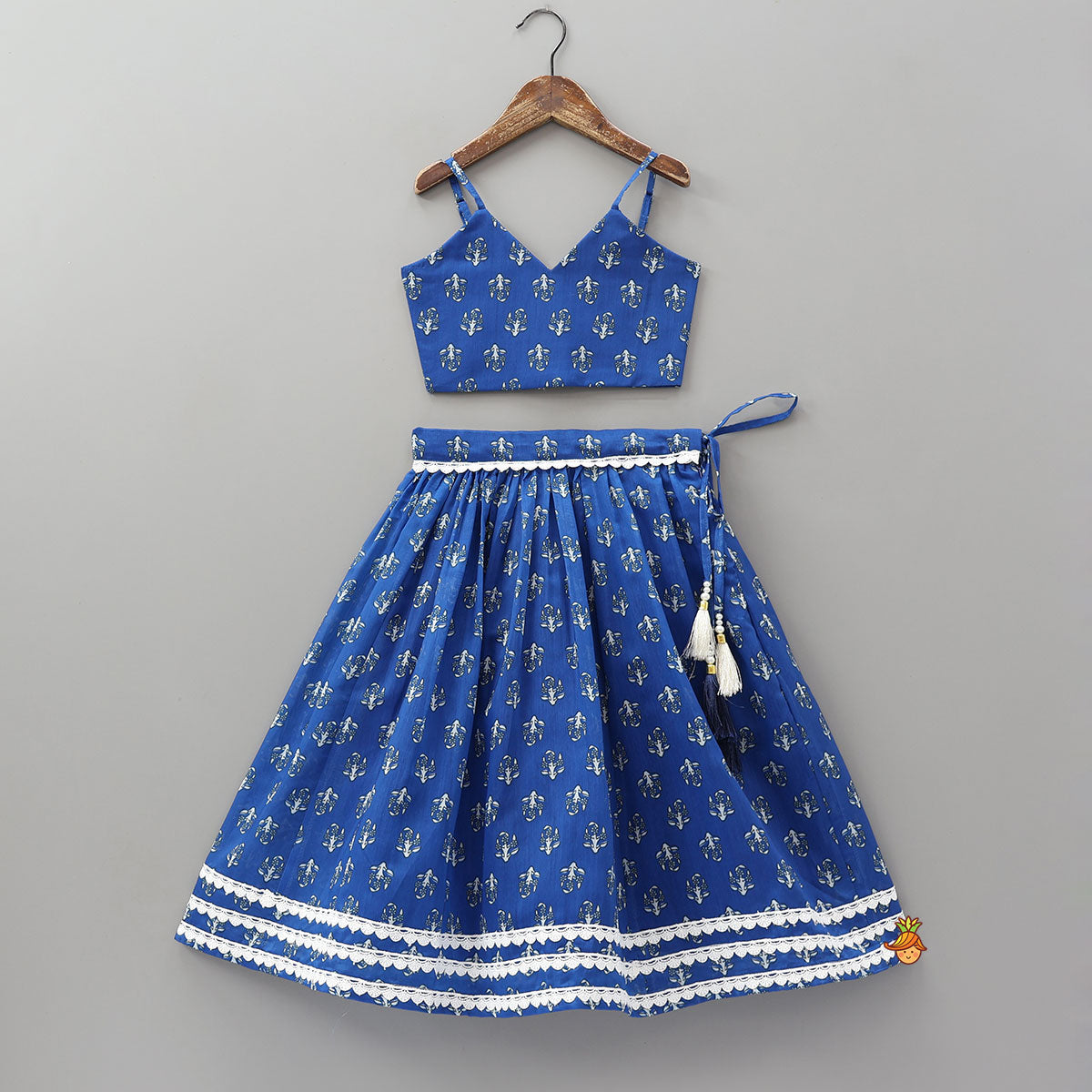 Pre Order: Adjustable Strappy Crop Top And Lehenga With Dupatta