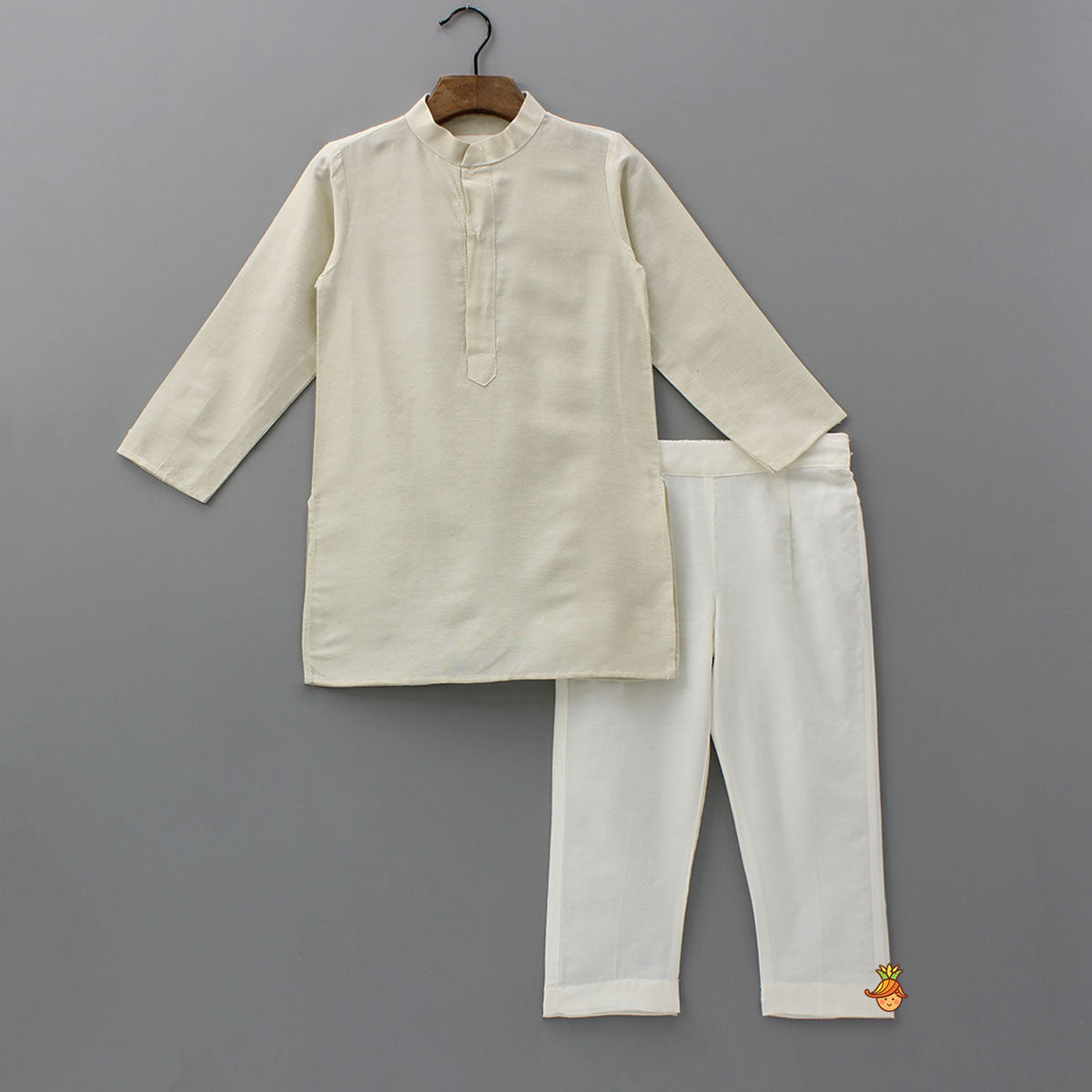 Pre Order: Kurta With Printed Asymmetrical Overlap Jacket And Pyjama