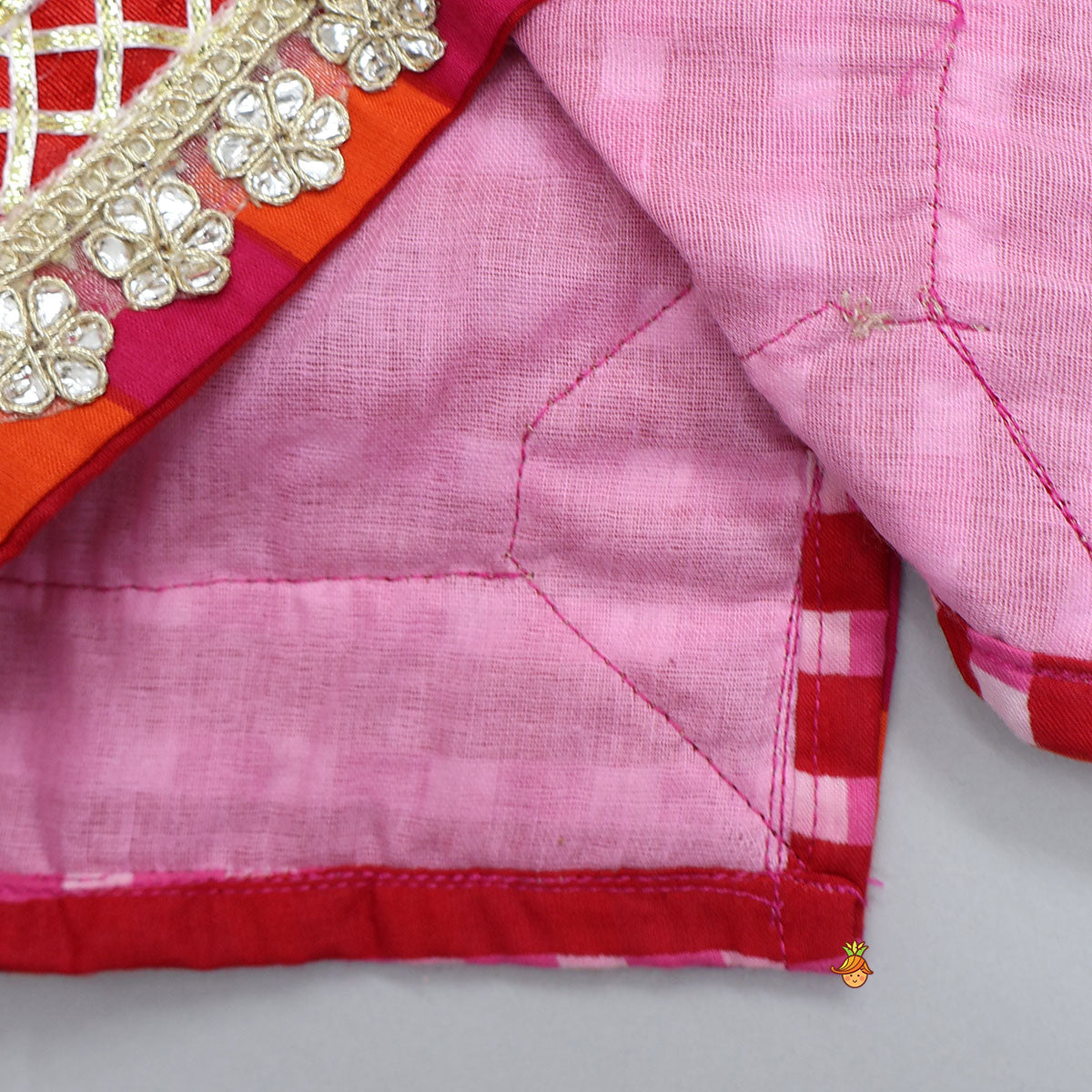 Pre Order: Checkered Lace Detailed Kurti And Flared Palazzo