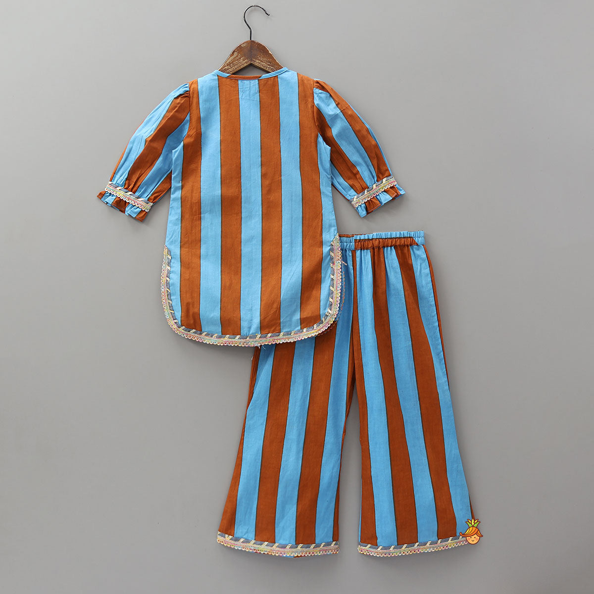 Pre Order: Dual Tone Striped Kurti And Palazzo With Dupatta