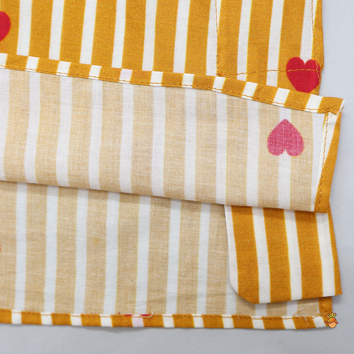 Pre Order: Heart Printed Striped Kurta With Salwar